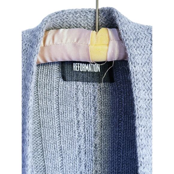 Reformation Chamonix 100% Alpaca Open Front Cardigan Chunky Knit Gray Small Fall - Picture 4 of 7